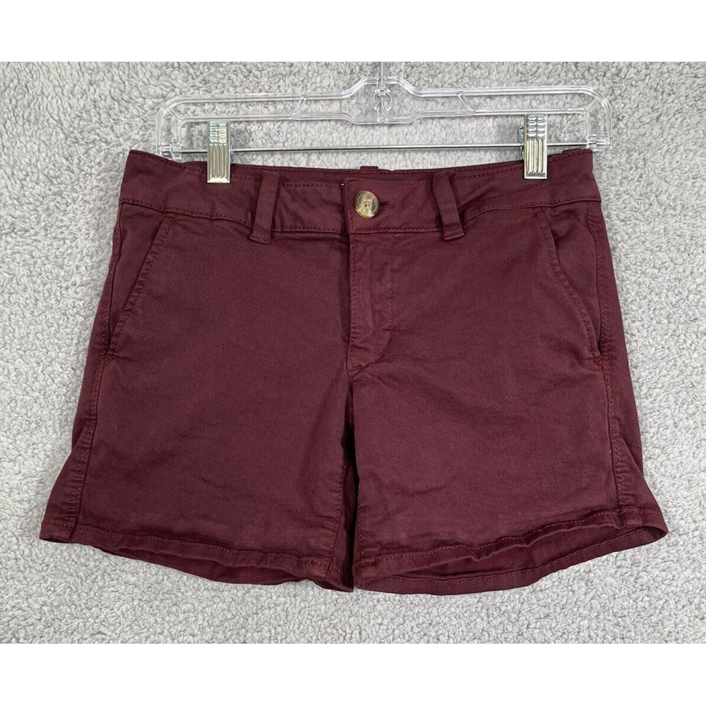 American‎ Eagle Shorts Womens 2 Purple Midi Super Stretch Chino Preppy Casual